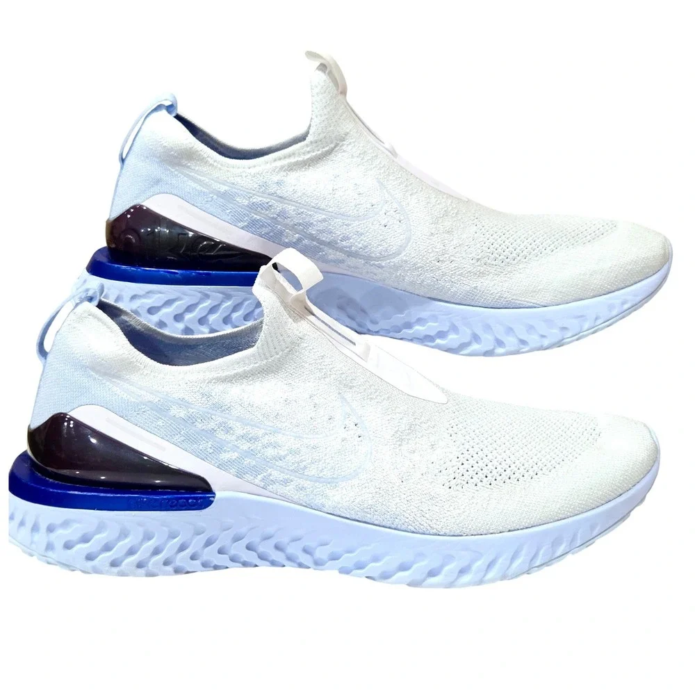 Nike Epic React Flyknit Phantom Mens 13 White Blue BV0417-101 Laceless Running